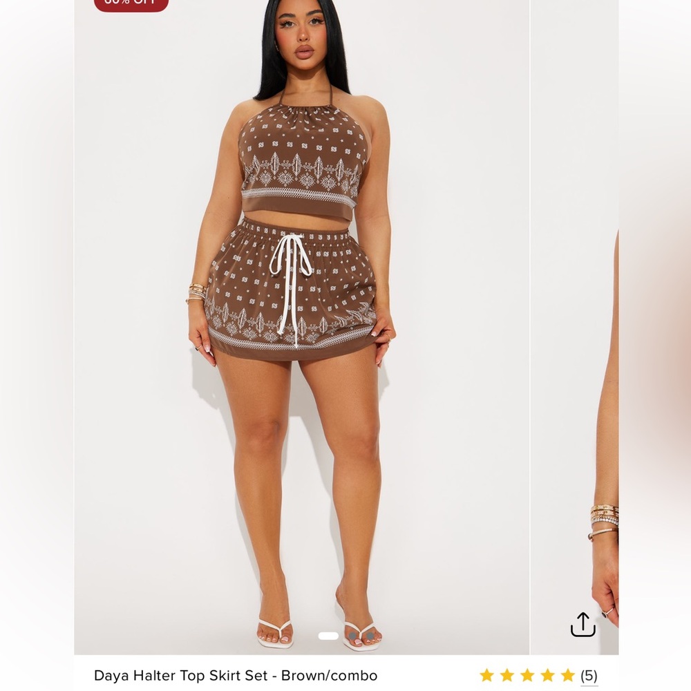 Fashion Nova Brown Patterned Set